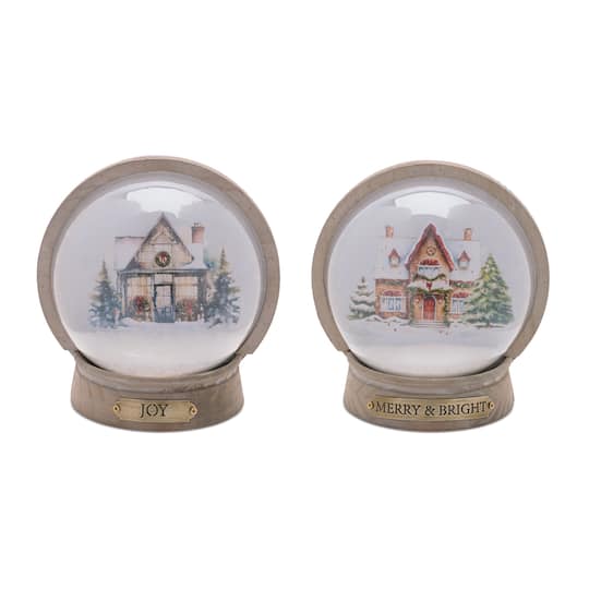 Melrose 7" Lighted Christmas Village Globe Décor Set